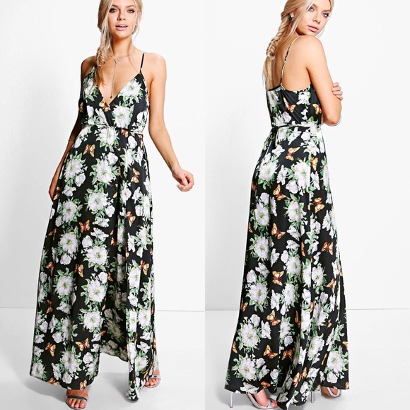 Boohoo Dresses & Skirts - BOOHOO Karlie satin wrap dress NWT Size 10